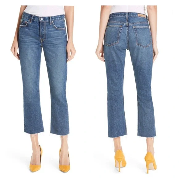 GRLFRND Tatum Crop Flare Distressed Raw Hem Jeans Sz 30 - Picture 11 of 12